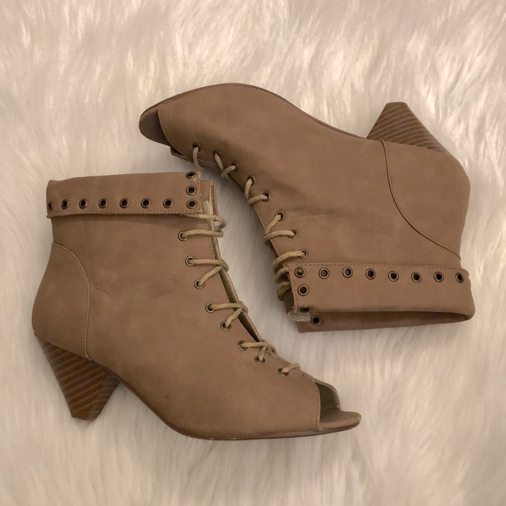 Rampage Open Toe, Lace Up Ankle Booties